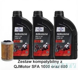 Zestaw do wymiany oleju w silniku QJMOTOR SFA 1000 600 fuchs 10w50 i oryginalny filtr